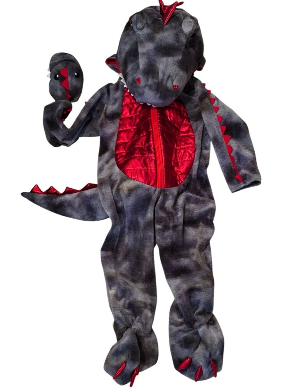 Toddler Dinosaur Costume 3T Gray Red Plush Full Body Ministry Of Rascals